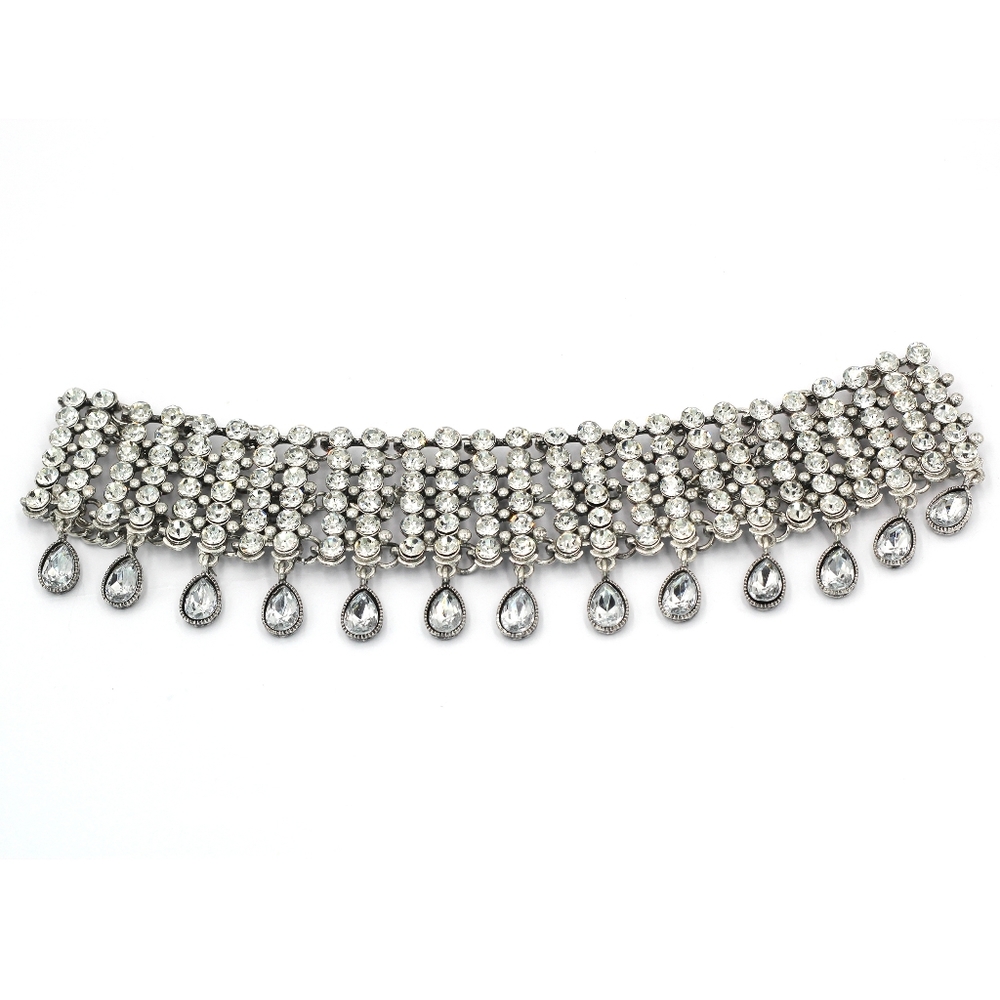 Silver fashion retro pendant crystal choker